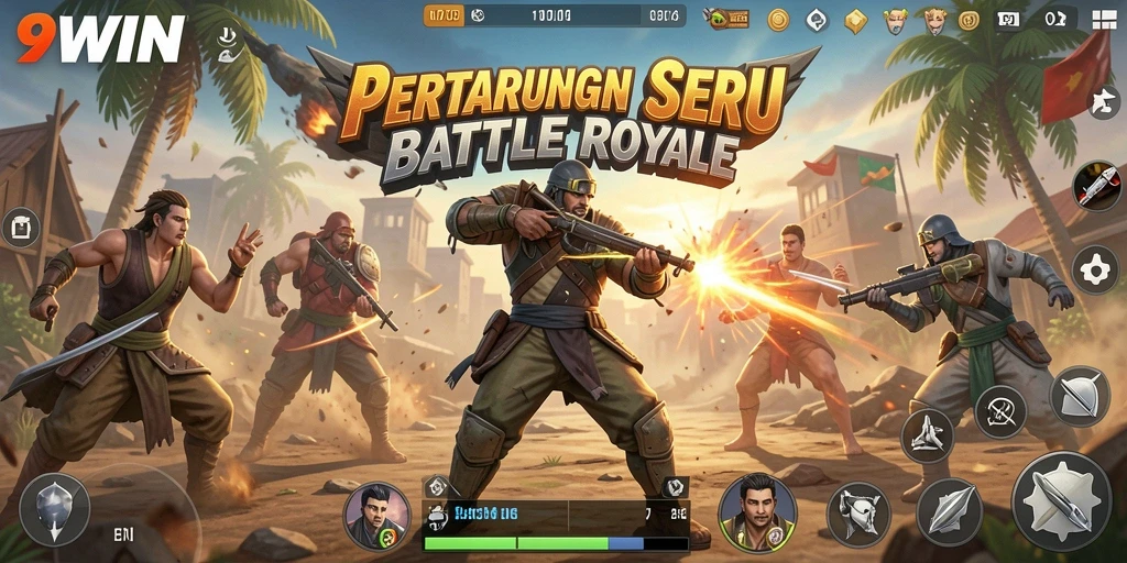 Tampilan screenshot <strong>9WIN</strong> menunjukkan aksi seru dalam permainan Battle Royale.