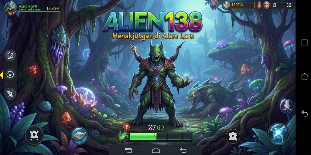 Screenshot menampilkan aksi petualangan seru di ALIEN138.