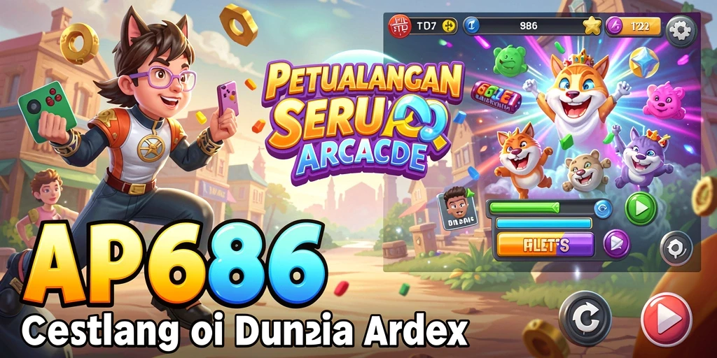 Tangkapan layar utama AP686 menampilkan aksi seru dalam gameplay Arcade.