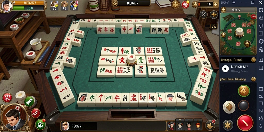 Tampilan gameplay seru dari BIGRICH77 dengan ubin Mahjong berwarna-warni.